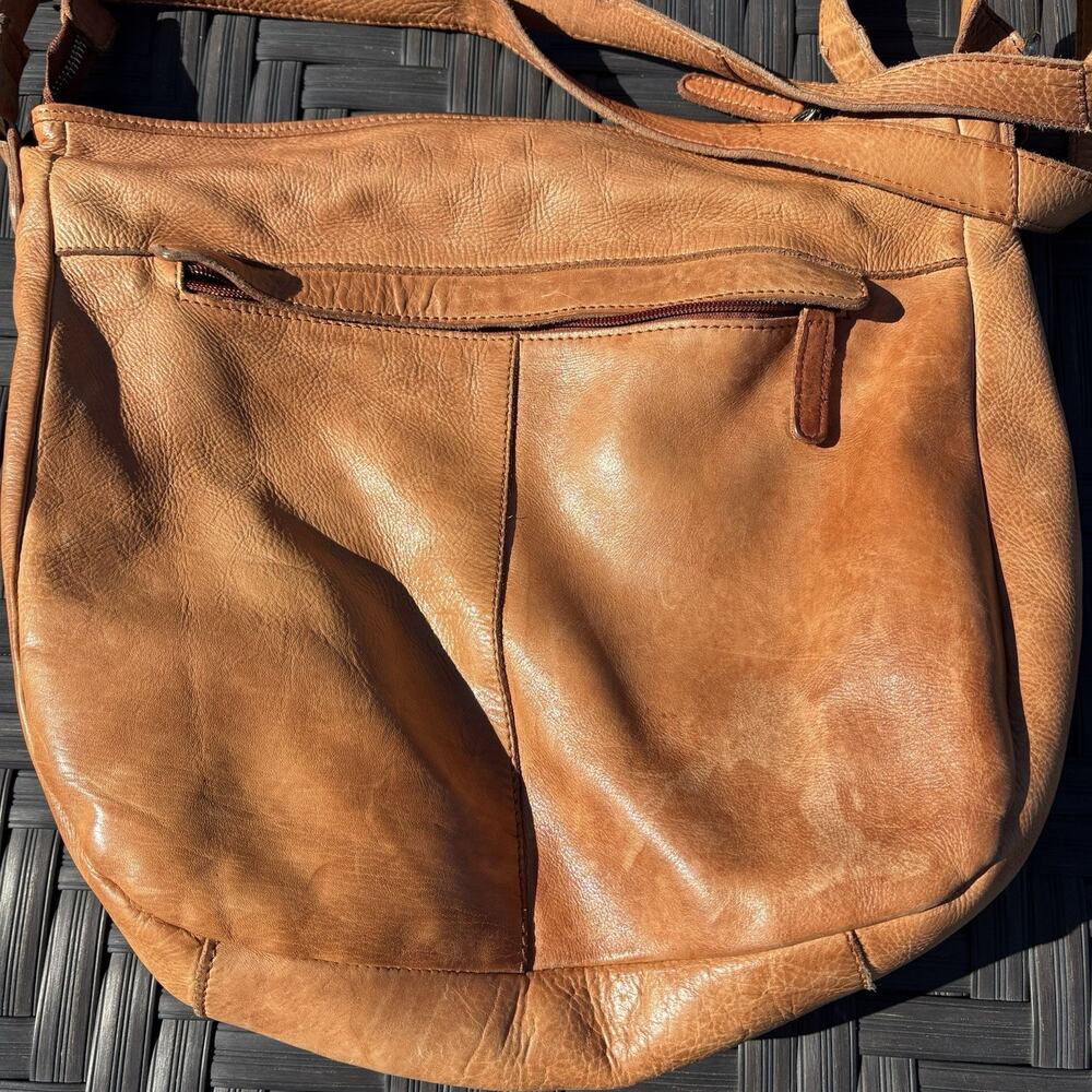 Vilenca Holland | Purse Shoulder Bag Brown Leather Basketweave Crossbody Zip - Picture 6 of 13
